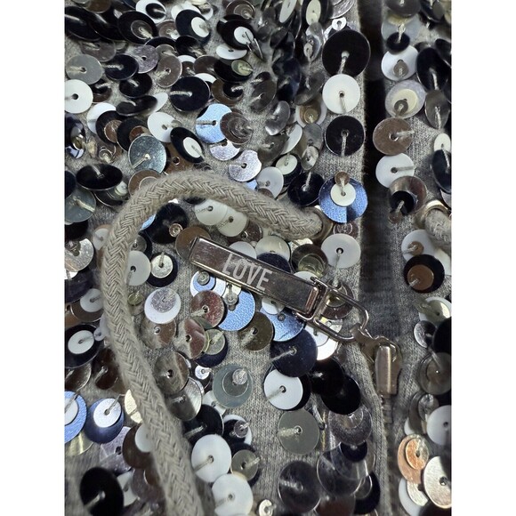 Love Moschino Sequined Jacket Full Zip with Hood | Gray | Womens Size 2 - Picture 10 of 16